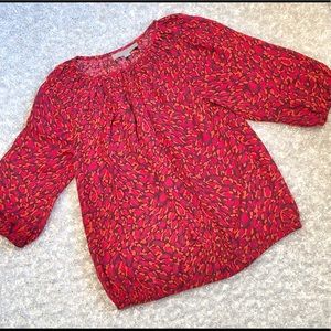 Ann Taylor LOFT Blouse Top Red Pink Fuschia